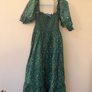 Hill House Nap Dress in Emerald Trellis